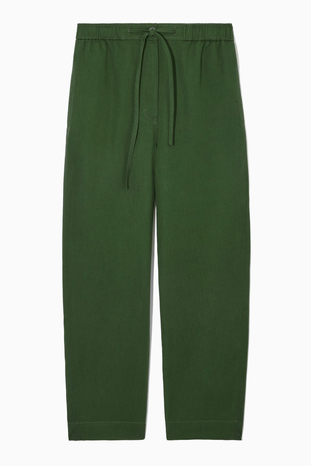COS Barrel-leg Drawstring Trousers Dark Green