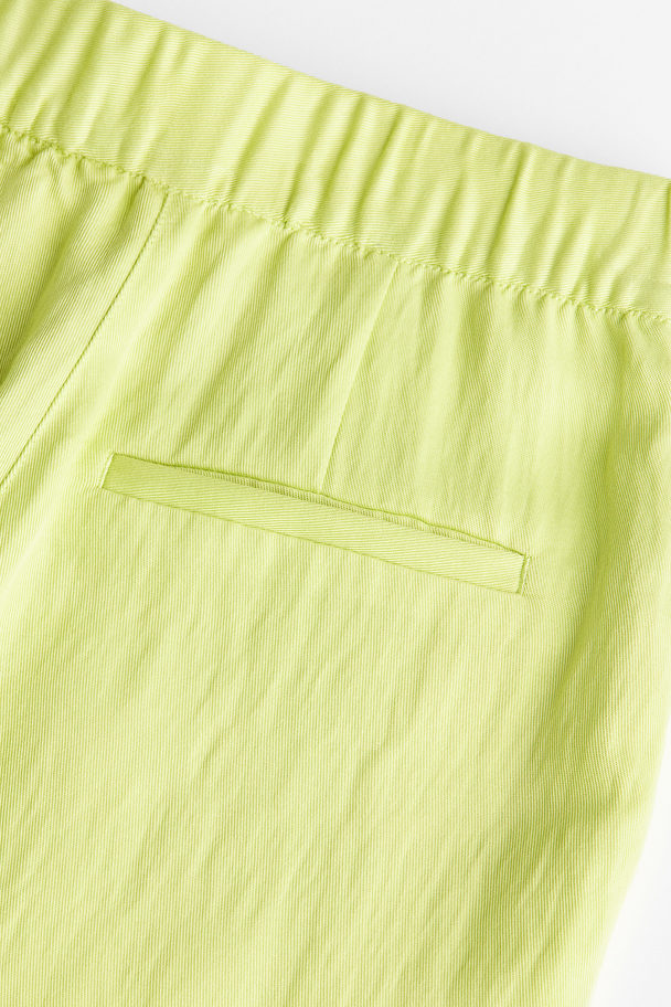 H&M Flared Viscose Trousers Lime Green