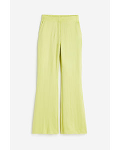 Flared Viscose Trousers Lime Green