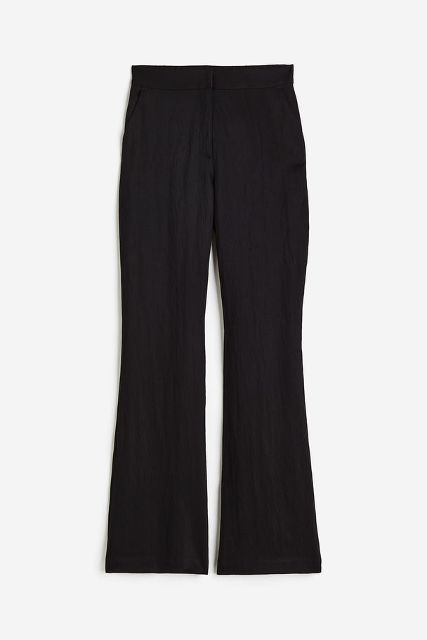 H&M Flared Viscose Trousers Black