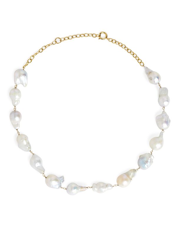 ARKET Freshwater Pearl Necklace Gold/white