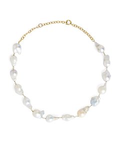Freshwater Pearl Necklace Gold/white