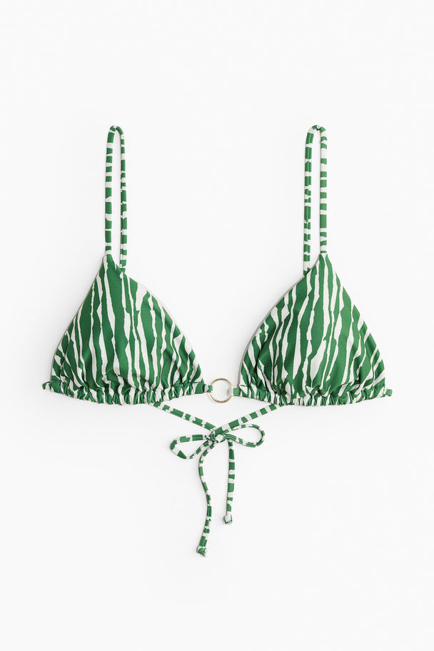 H&M Padded Triangle Bikini Top Green/patterned