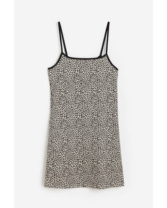 A-line Jersey Dress Light Beige/leopard Print