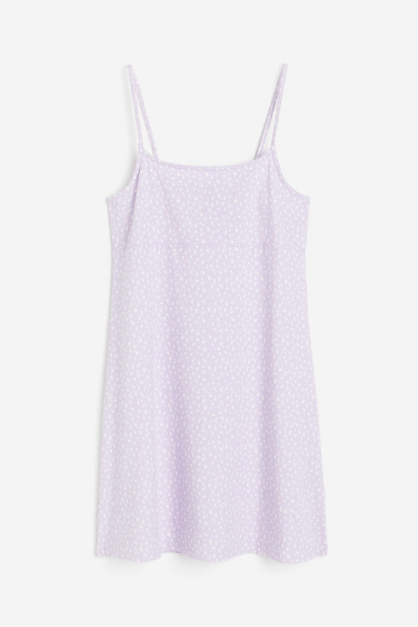 H&M A-line Jersey Dress Light Purple/floral
