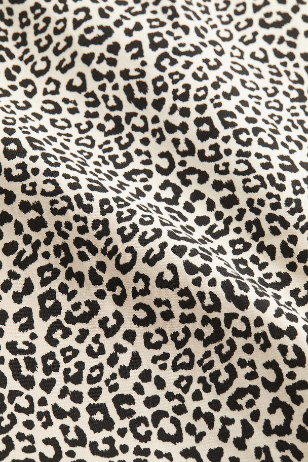 H&M Jerseykleid in A-Linie Hellbeige/Leopardenprint