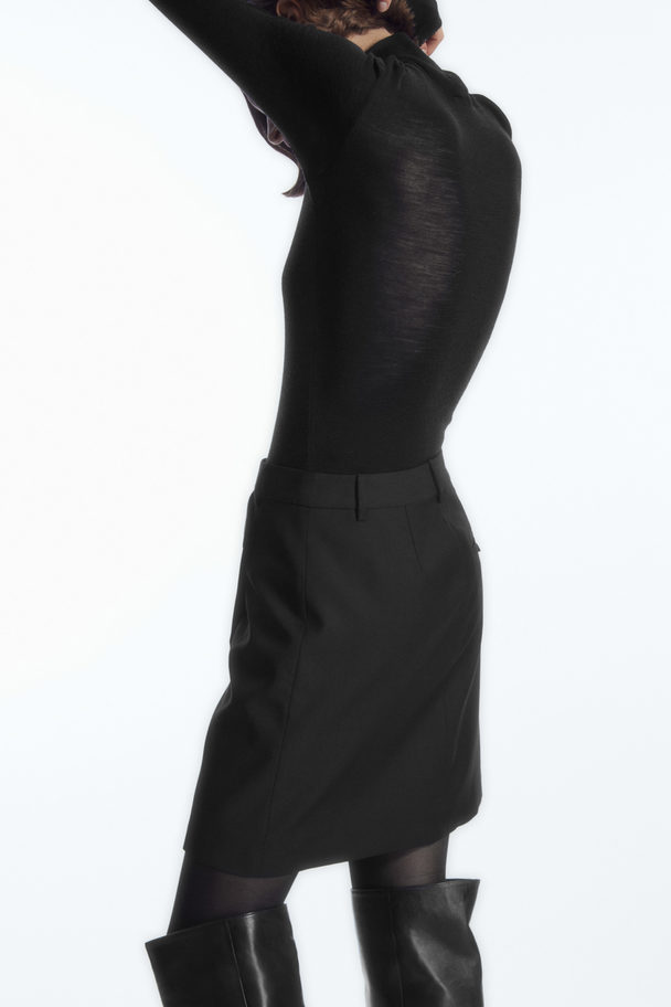COS Asymmetric Wool Mini Wrap Skirt Black