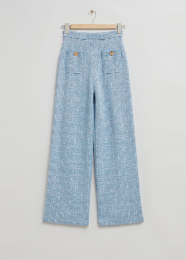 & Other Stories Hose aus Tweed-Strick mit aufgesetzten Taschen Hellblau