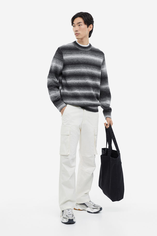 H&M Pullover Regular Fit Schwarz/Gestreift