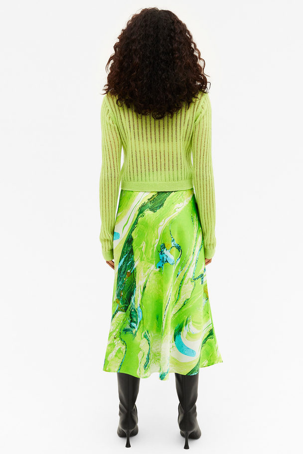 Grøn Midi-nederdel I Satin Med Print Flydende Green liquid Til 130 | Afound