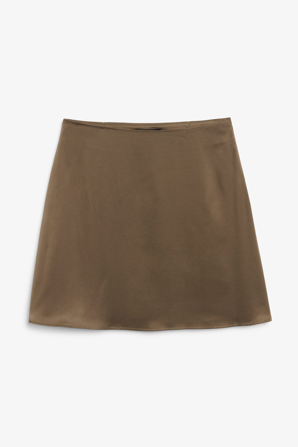 Monki Brown Satin Mini Skirt Brown