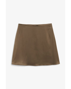 Brown Satin Mini Skirt Brown