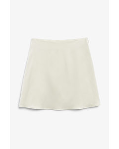 White Satin Mini Skirt White