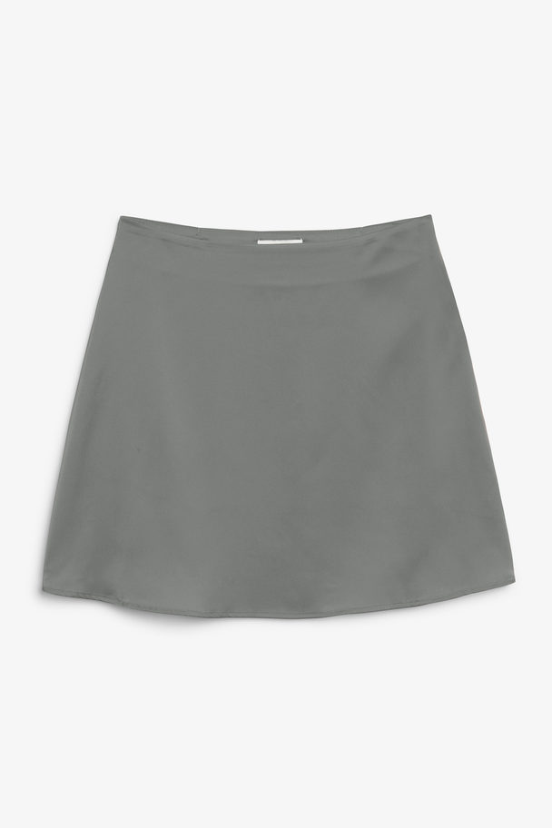 Monki Grey Satin Mini Skirt Grey