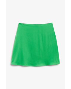 Green Satin Mini Skirt Bright Green
