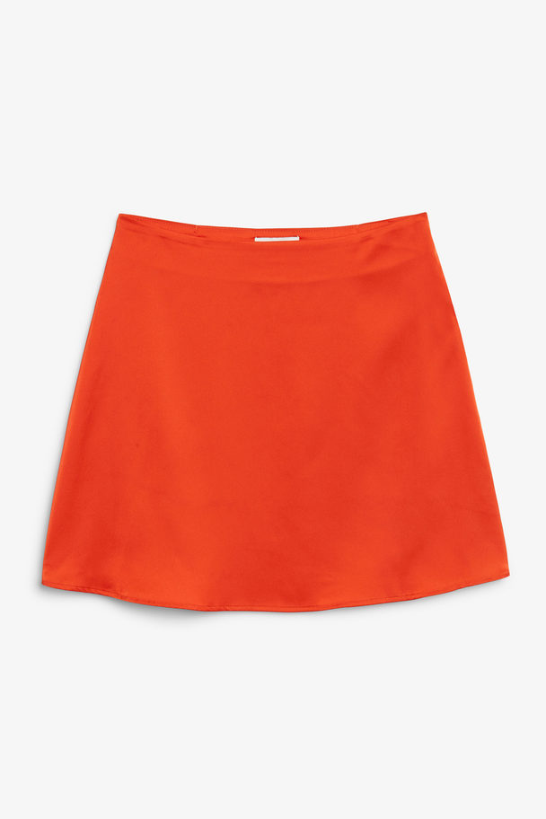 Monki Red Satin Mini Skirt Bright Red
