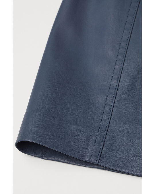 H&M Imitation Leather Skirt Steel Blue