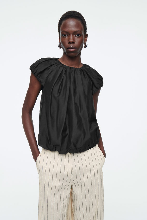 COS Voluminous Parachute Blouse Black