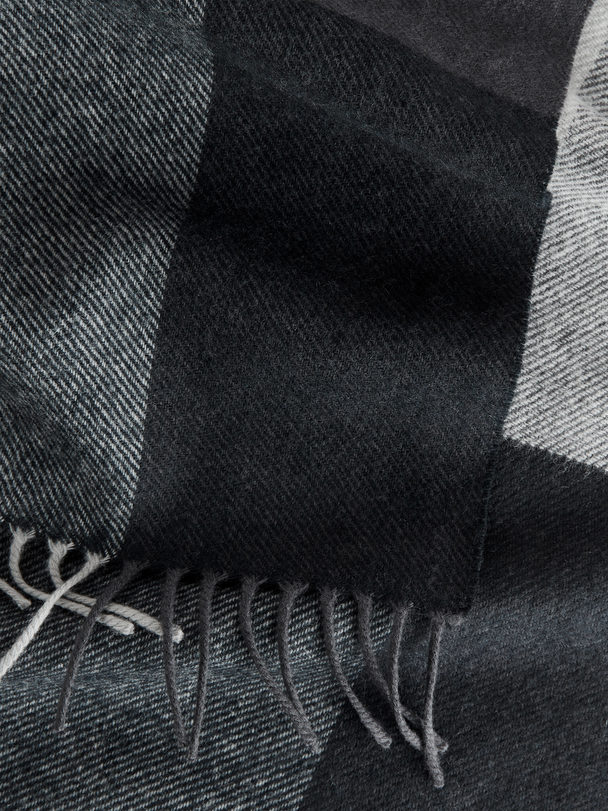 ARKET Gingham Wool Scarf Black/multi-colour