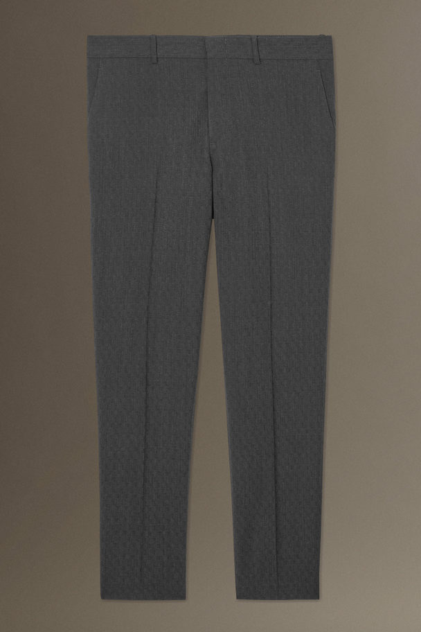 COS Wool-jacquard Trousers - Slim Grey Mélange