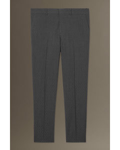 Wool-jacquard Trousers - Slim Grey Mélange