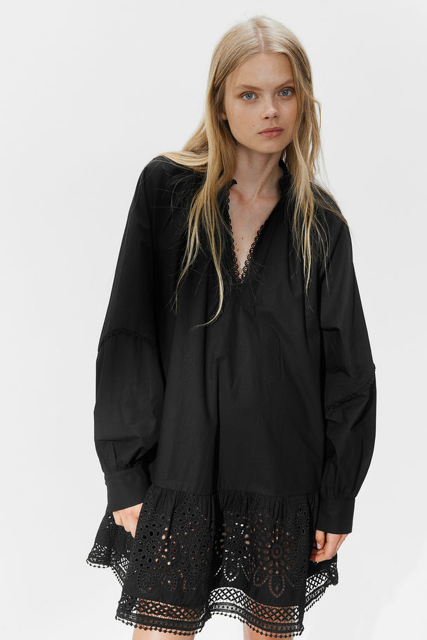 H&M Broderie Anglaise Dress Black