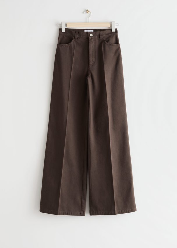 & Other Stories Flared Press Crease Trousers Brown