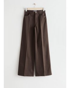 Flared Press Crease Trousers Brown