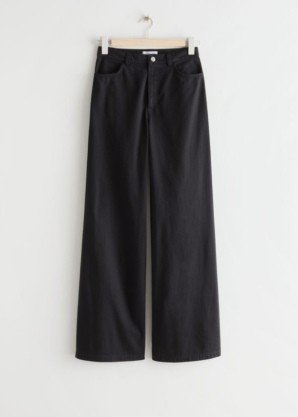 & Other Stories Flared Press Crease Trousers Black