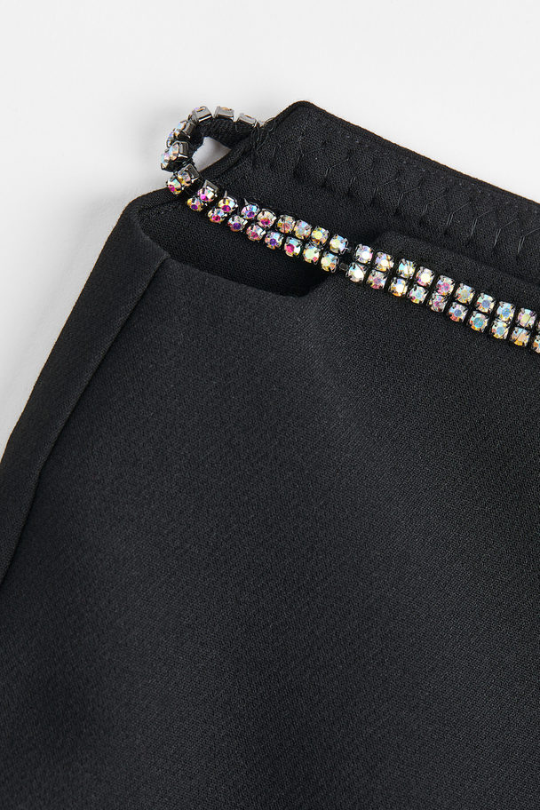 H&M Rhinestone-belt Trousers Black/rhinestones