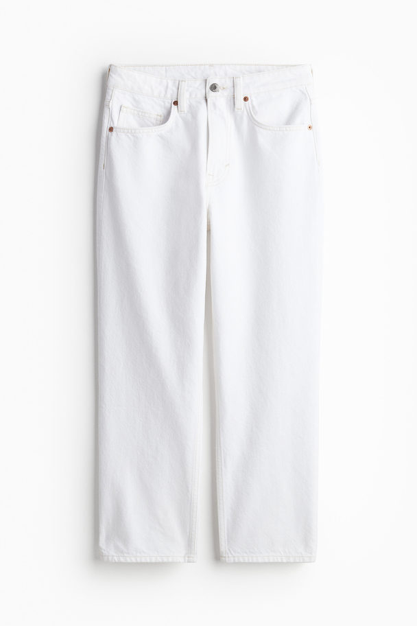 H&M Straight High Cropped Jeans White
