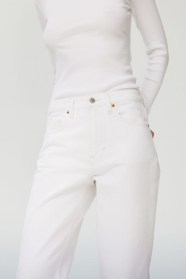 H&M Straight High Cropped Jeans White