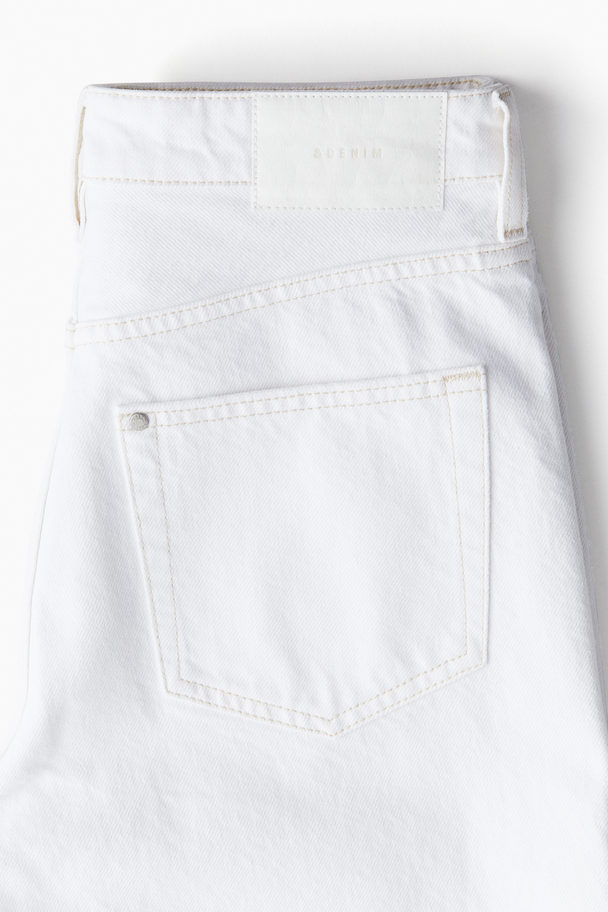 H&M Straight High Cropped Jeans Hvid