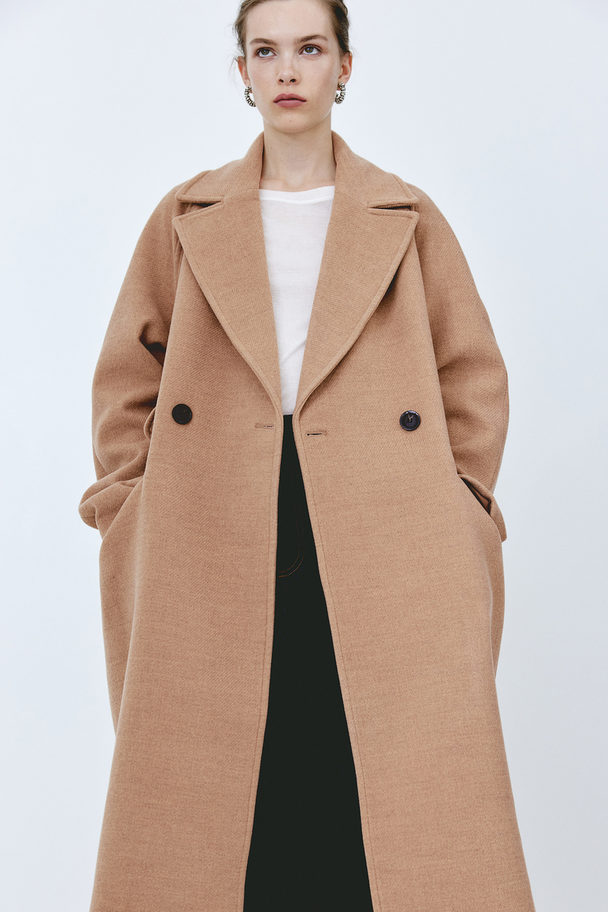 H&M Zweireihiger Mantel Dunkelbeige