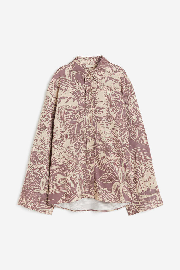H&M Skjorte I Twill Støvet Rosa/mønstret