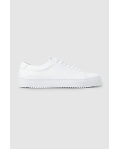 Leather Lace-up Trainers White