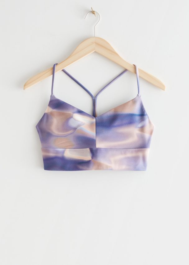 & Other Stories Quick-dry Halter Yoga Bra Lilac Print
