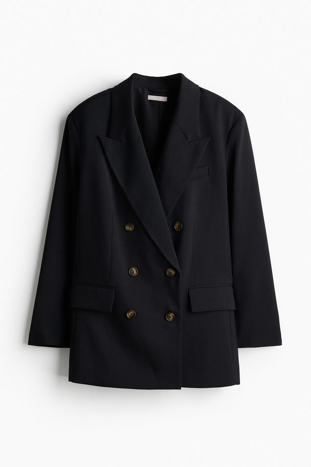 H&M Zweireihiger Oversize-Blazer Schwarz