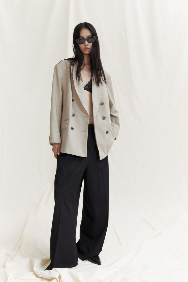 H&M Zweireihiger Oversize-Blazer Beige