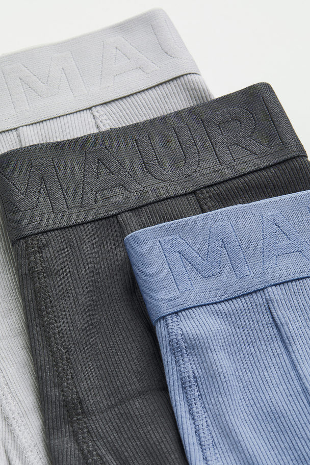 H&M 3-pack Short Trunks I Bomull Blå/mørk Grå/lys Grå