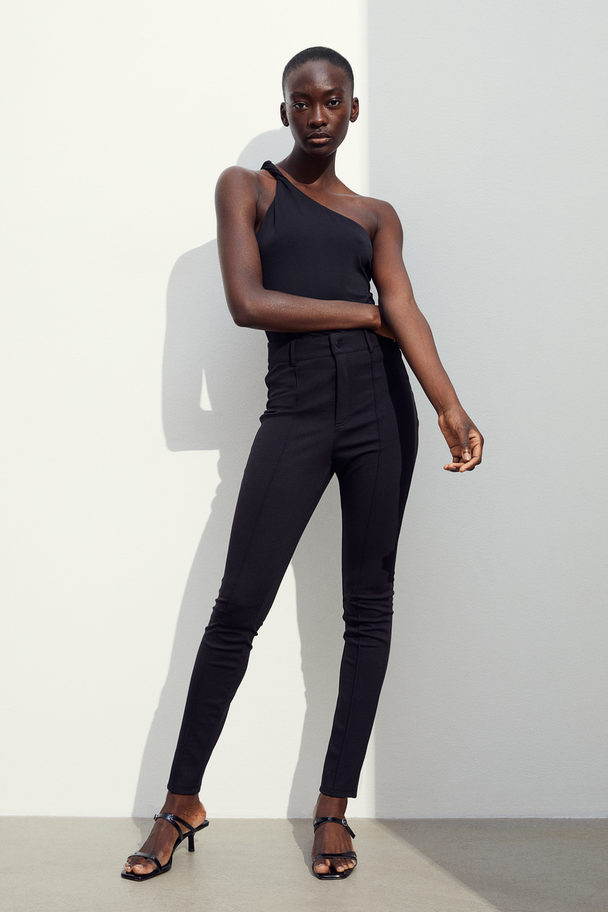 H&M Leggings mit Bügelfalten Schwarz
