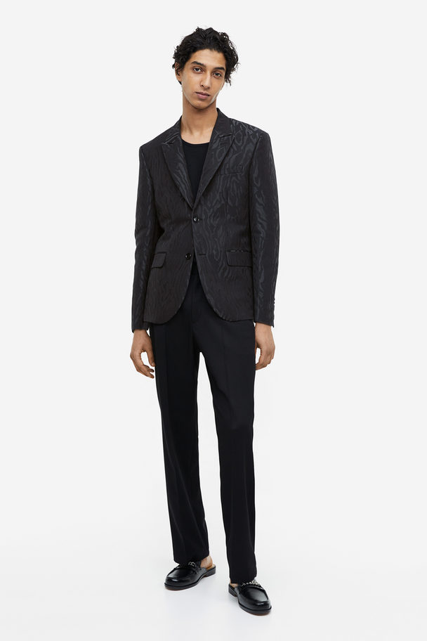 H&M Regular Fit Jacquard-weave Jacket Black/patterned