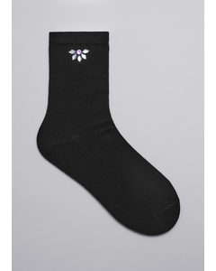 Rhinestone Socks Black