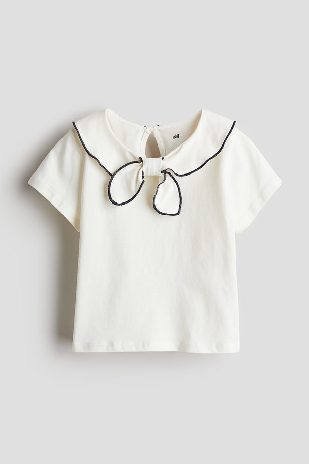 H&M Collared Jersey Top White