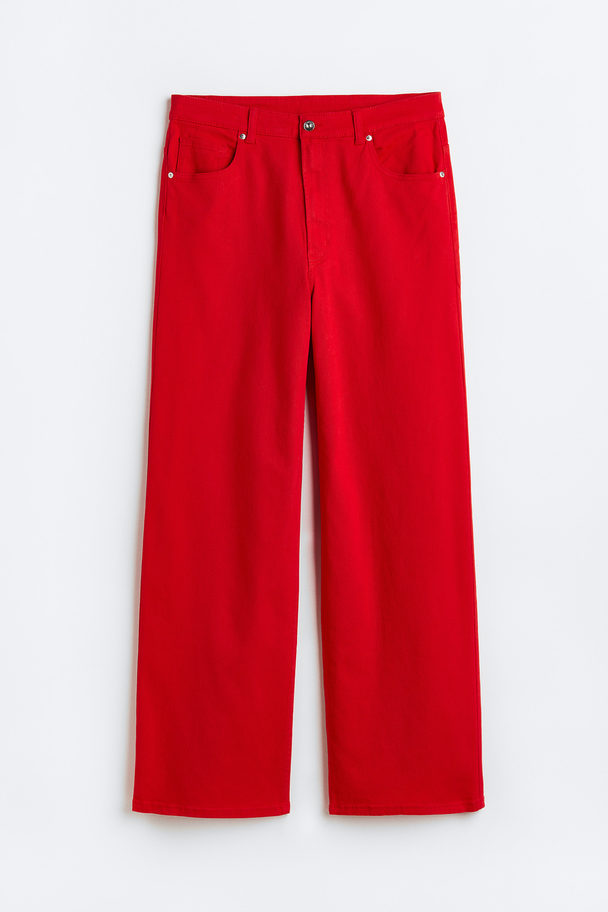 H&M H&m+ Wide Twill Trousers Red