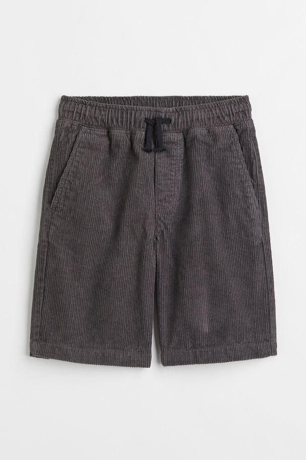 H&M Corduroy Shorts Dark Grey