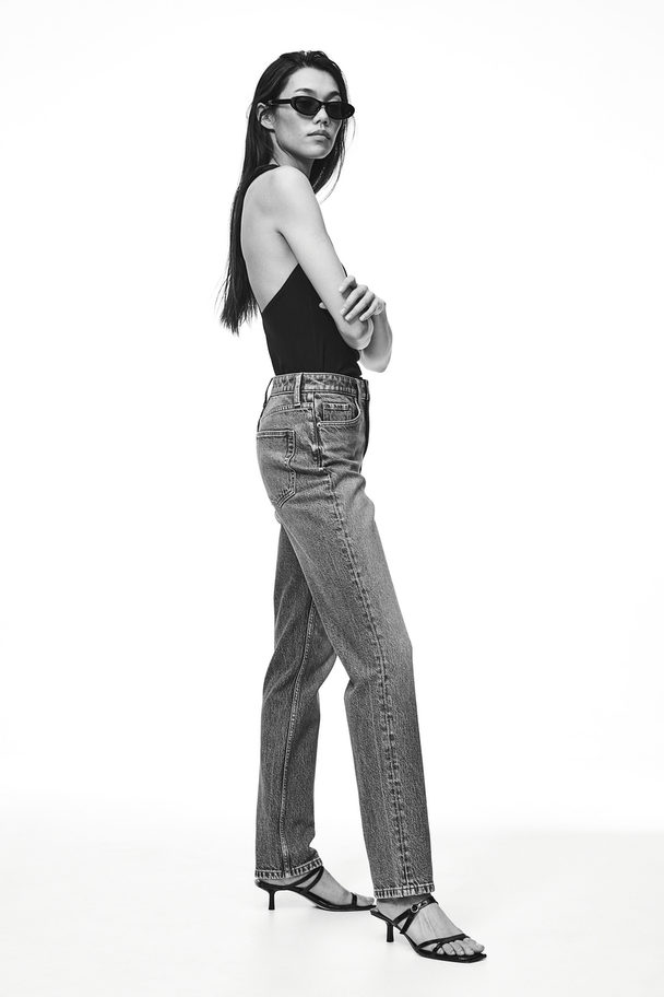 H&M Slim Straight Ultra High Jeans Lys Denimblå