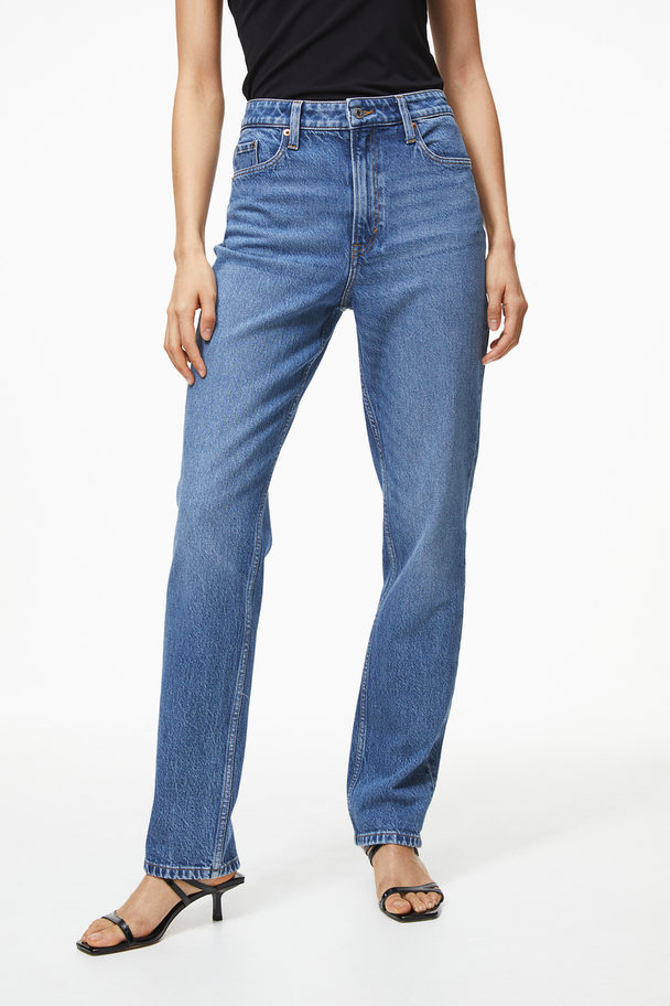 H&M Slim Straight Ultra High Jeans Lys Denimblå