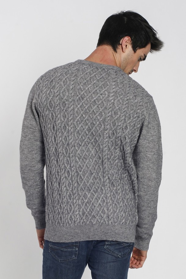 William de Faye Cable Knit Round Neck Sweater