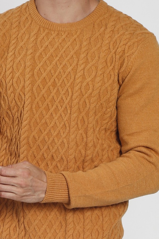 William de Faye Cable Knit Round Neck Sweater